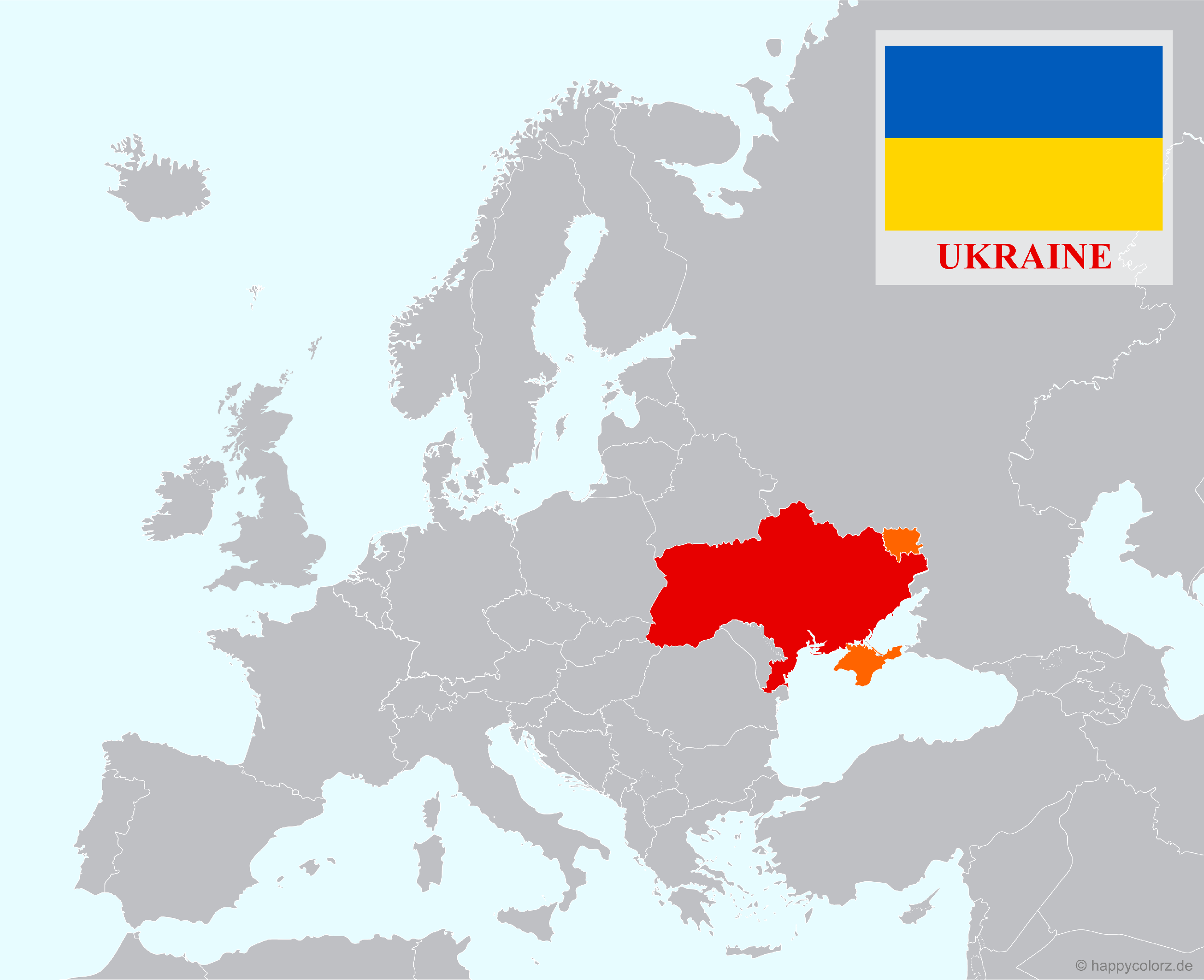 Europakarte mit Ukraine als hervorgehobenes Land